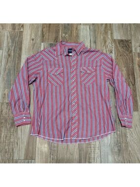 Wrangler Shirt Mens Striped Long Sleeve Pearl Snap Western